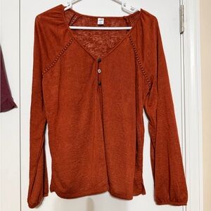 Old Navy Burnt Orange Long Sleeve Blouse